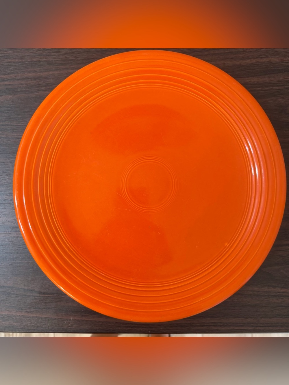 Vintage Fiestaware Red Orange 12” Chop Plate Homer Laughlin USA Platter